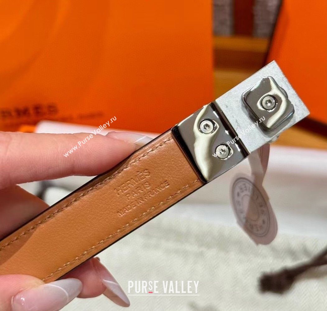 Hermes Womens Rivale Belt 1.8cm with Two Medor Studs and Ring Buckle Yellow/Silver 2025 (99-250725024)