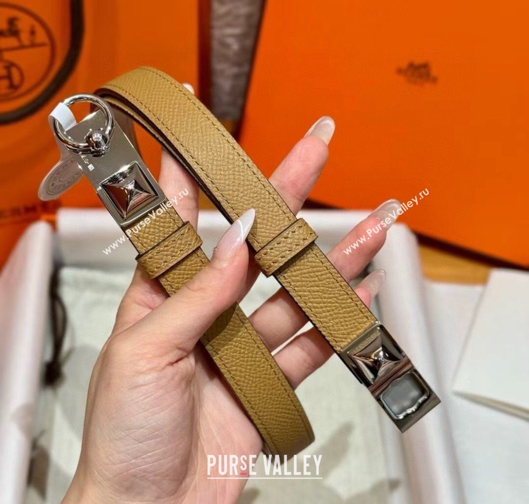 Hermes Womens Rivale Belt 1.8cm with Two Medor Studs and Ring Buckle Yellow/Silver 2025 (99-250725024)