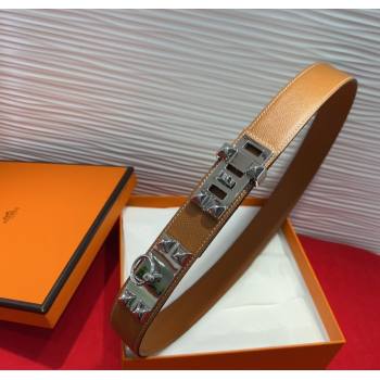 Hermes Collier de Chien Belt 3.2cm with Medor Studs and Ring Buckle in Grained Calfskin Brown/Silver 2025 H2018025 (99-250725009