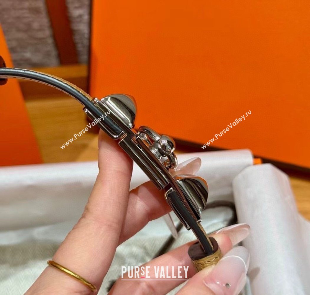 Hermes Womens Rivale Belt 1.8cm with Two Medor Studs and Ring Buckle Yellow/Silver 2025 (99-250725024)