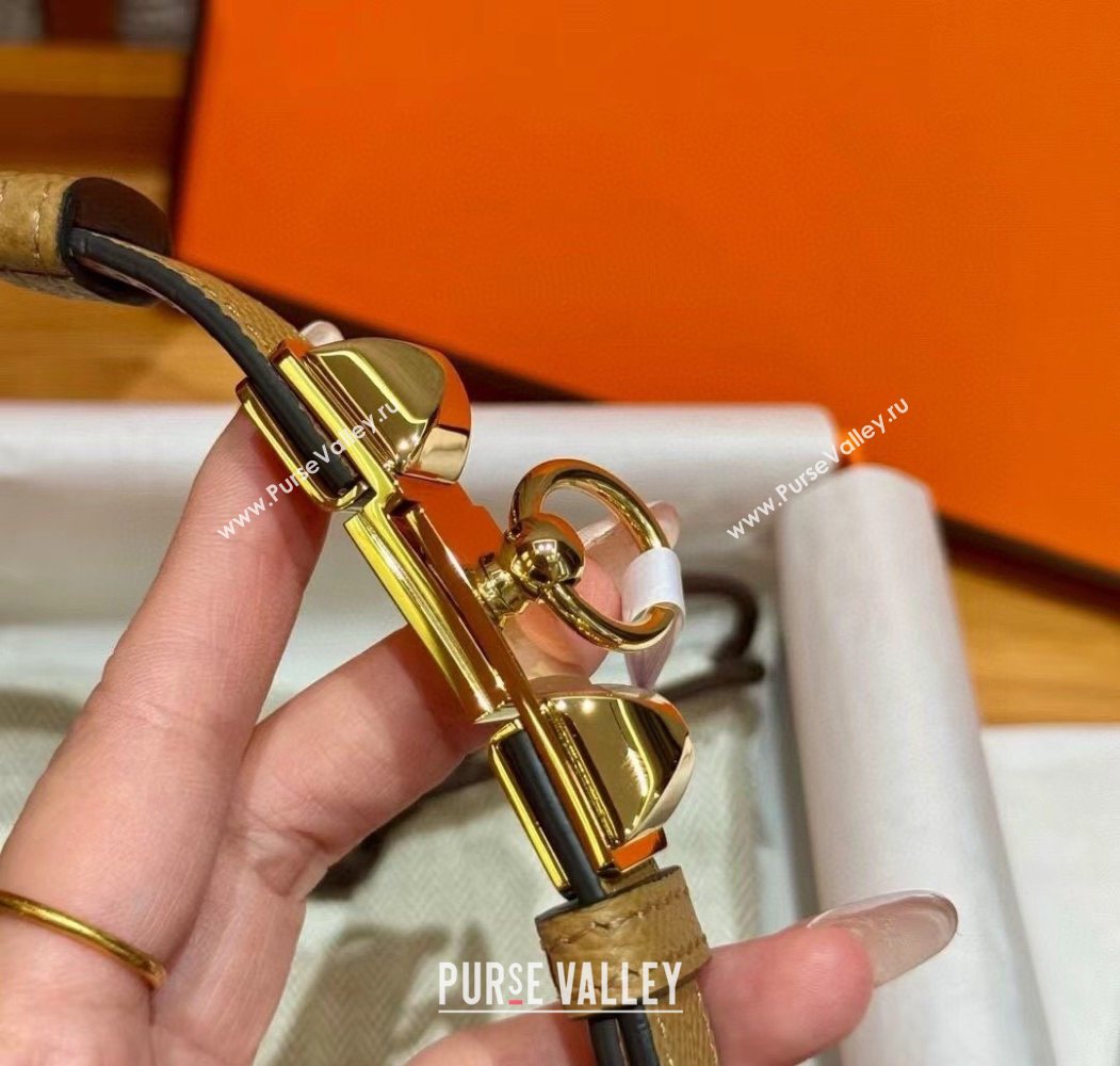 Hermes Womens Rivale Belt 1.8cm with Two Medor Studs and Ring Buckle Yellow/Gold 2025 (99-250725025)