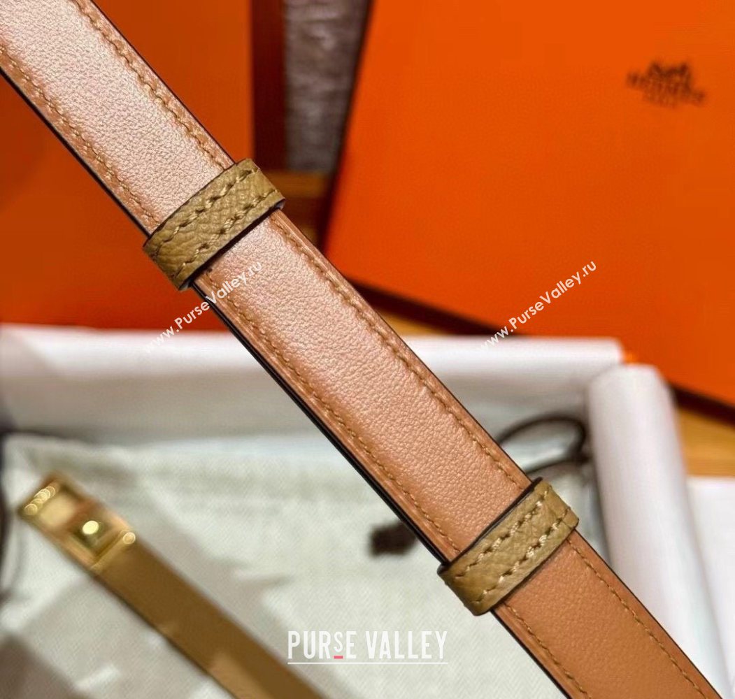 Hermes Womens Rivale Belt 1.8cm with Two Medor Studs and Ring Buckle Yellow/Gold 2025 (99-250725025)