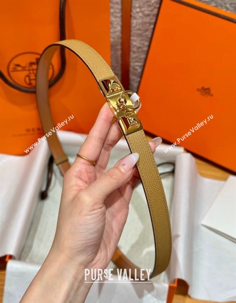 Hermes Womens Rivale Belt 1.8cm with Two Medor Studs and Ring Buckle Yellow/Gold 2025 (99-250725025)