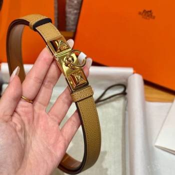 Hermes Womens Rivale Belt 1.8cm with Two Medor Studs and Ring Buckle Yellow/Gold 2025 (99-250725025)