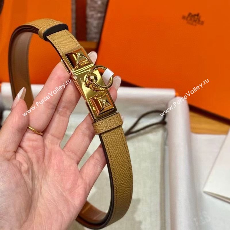 Hermes Womens Rivale Belt 1.8cm with Two Medor Studs and Ring Buckle Yellow/Gold 2025 (99-250725025)