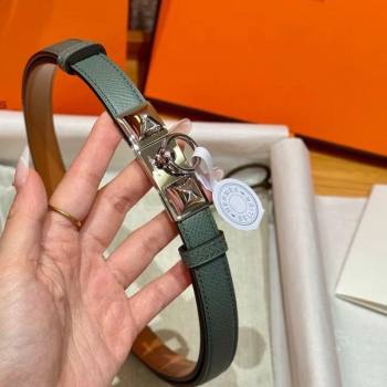 Hermes Womens Rivale Belt 1.8cm with Two Medor Studs and Ring Buckle Dark Grey/Silver 2025 (99-250725026)