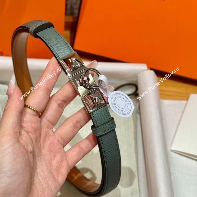 Hermes Womens Rivale Belt 1.8cm with Two Medor Studs and Ring Buckle Dark Grey/Silver 2025 (99-250725026)