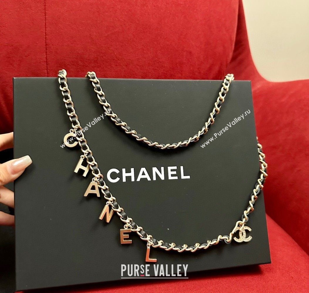 Chanel Chain Leather Belt with Letters Gold 2025 0724 (99-250724149)