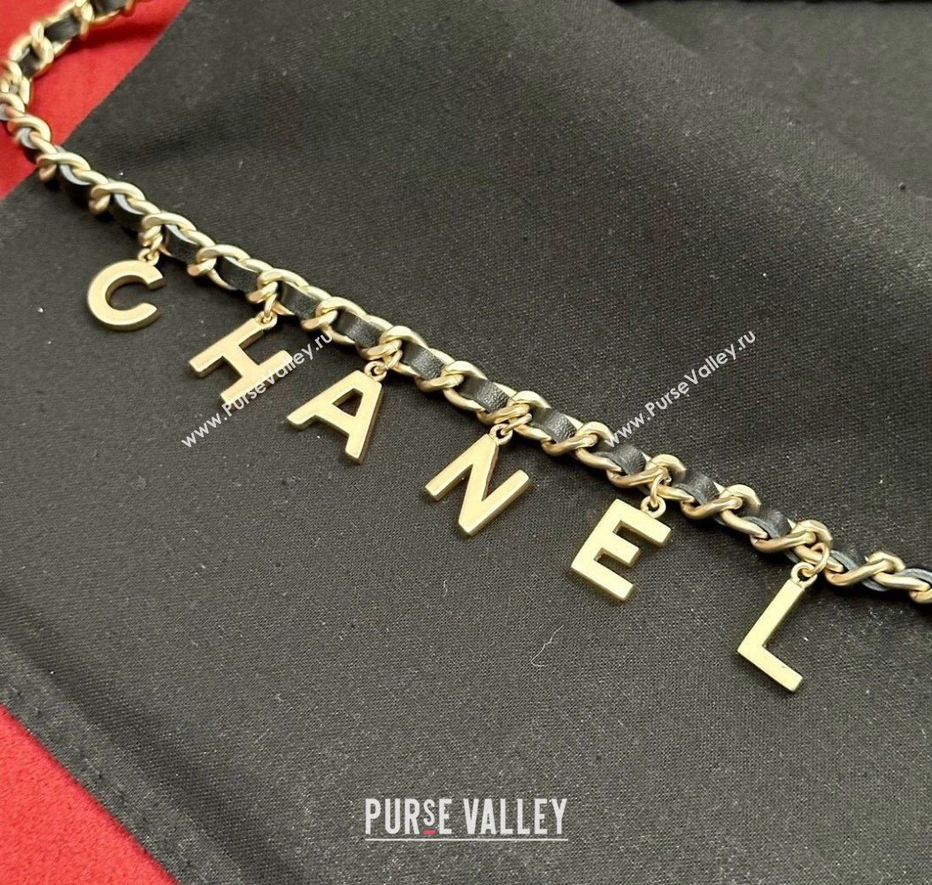 Chanel Chain Leather Belt with Letters Gold 2025 0724 (99-250724149)