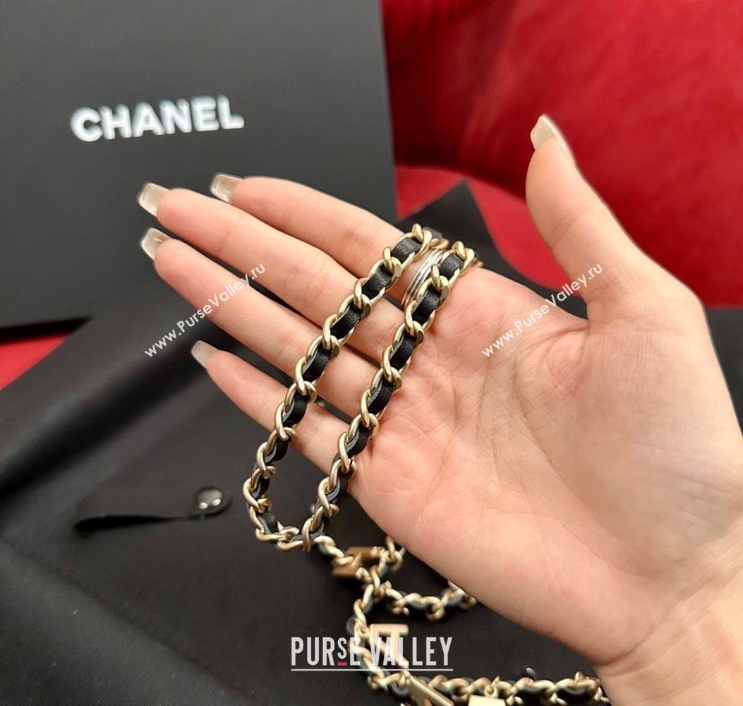 Chanel Chain Leather Belt with Letters Gold 2025 0724 (99-250724149)