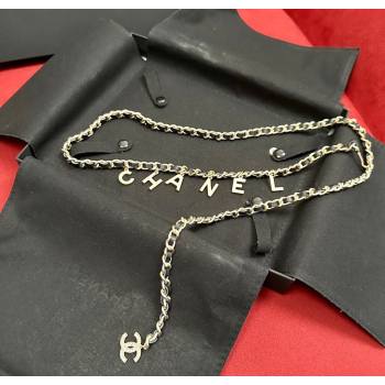 Chanel Chain Leather Belt with Letters Gold 2025 0724 (99-250724149)