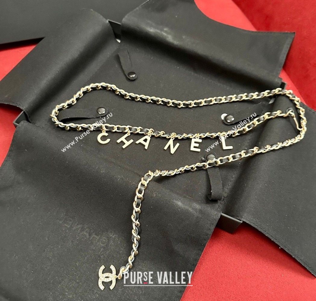 Chanel Chain Leather Belt with Letters Gold 2025 0724 (99-250724149)