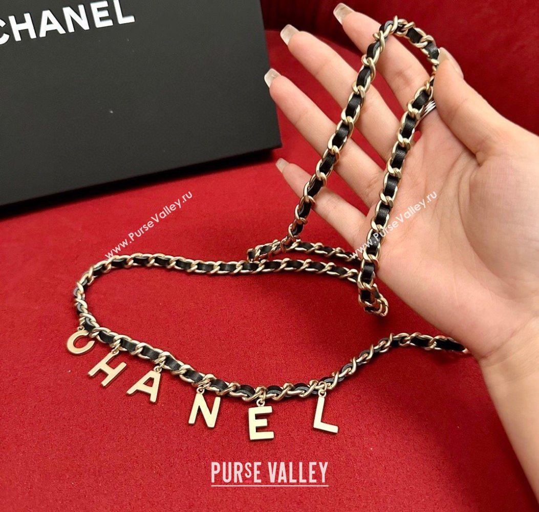 Chanel Chain Leather Belt with Letters Gold 2025 0724 (99-250724149)