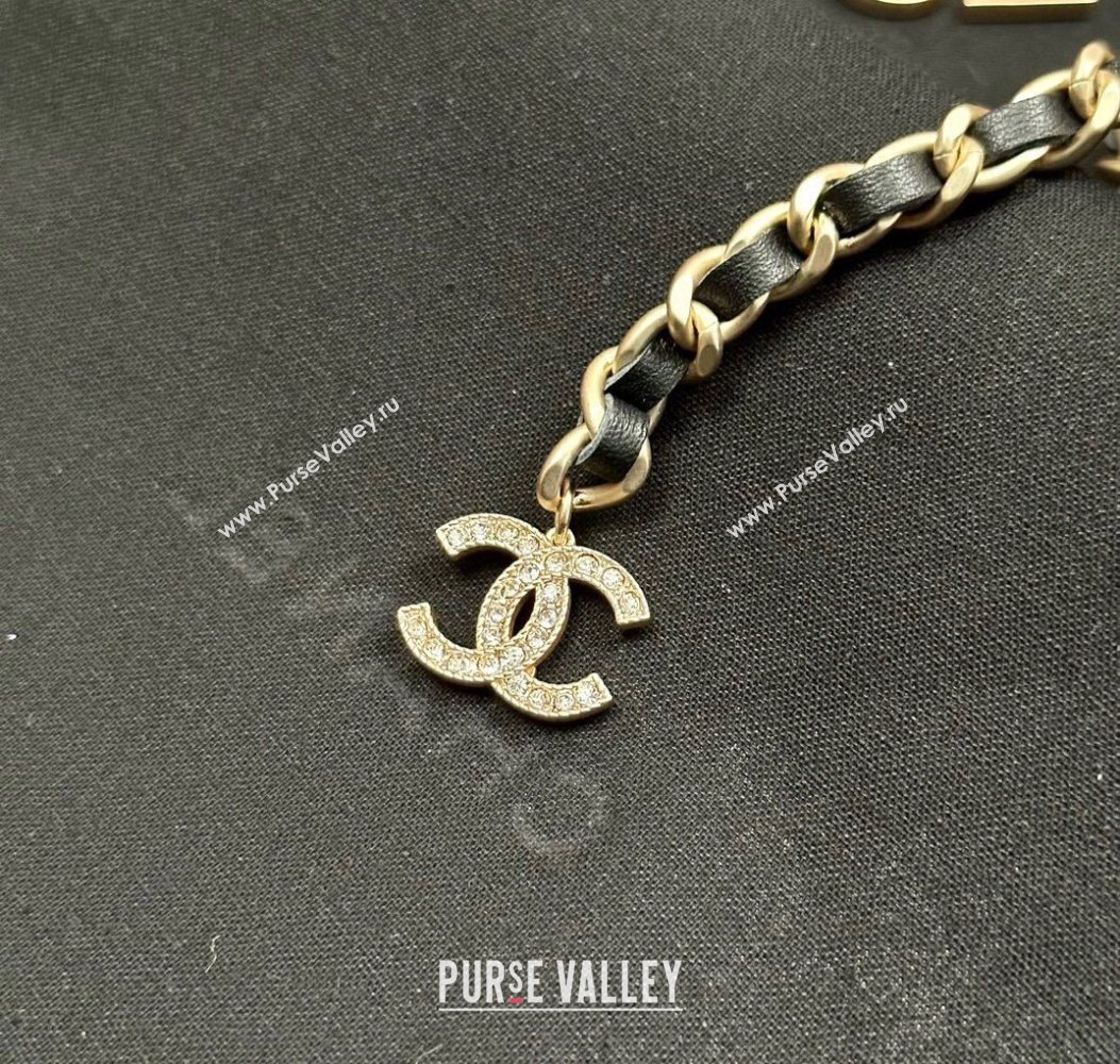 Chanel Chain Leather Belt with Letters Gold 2025 0724 (99-250724149)