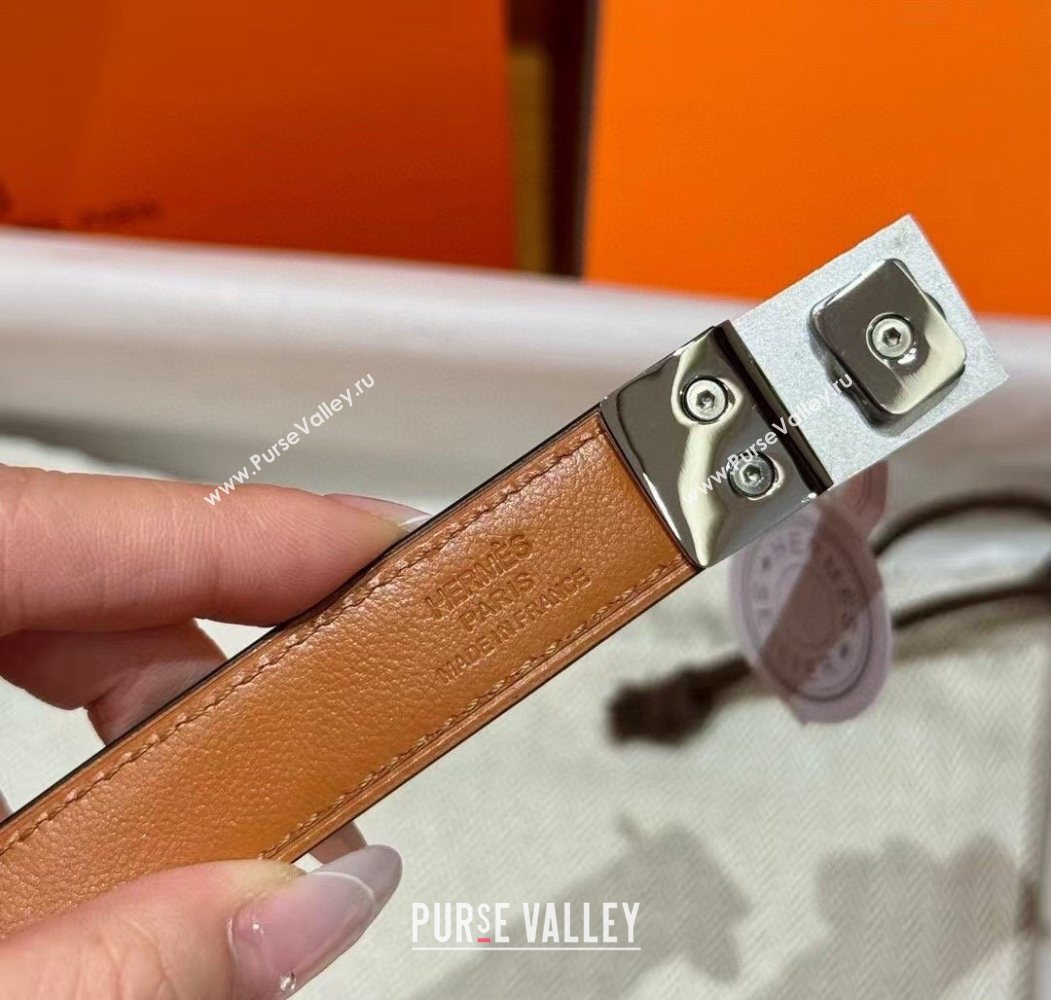 Hermes Womens Rivale Belt 1.8cm with Two Medor Studs and Ring Buckle Dark Grey/Silver 2025 (99-250725026)