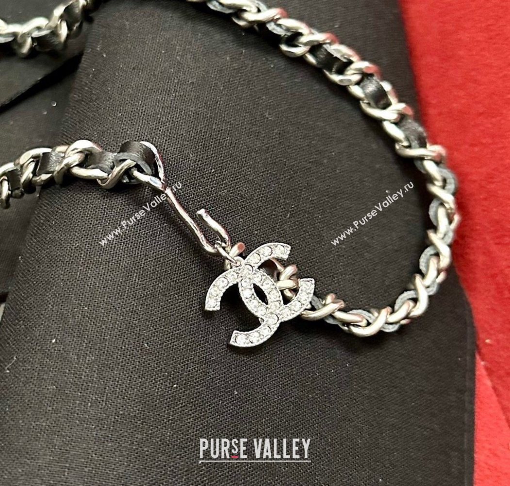 Chanel Chain Leather Belt with Letters Silver 2025 0724 (99-250724150)