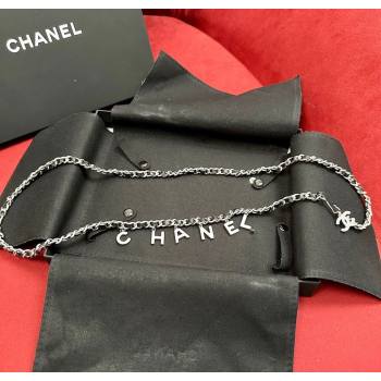 Chanel Chain Leather Belt with Letters Silver 2025 0724 (99-250724150)