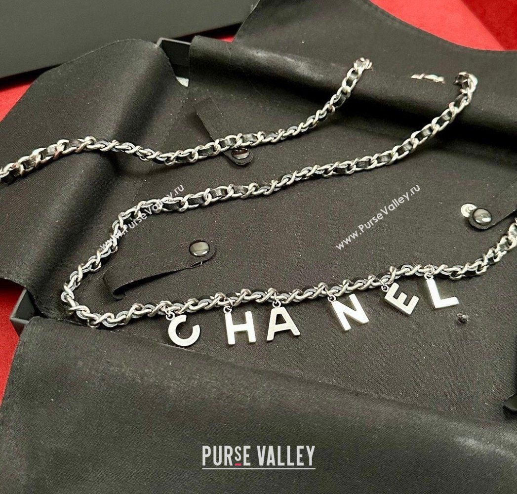 Chanel Chain Leather Belt with Letters Silver 2025 0724 (99-250724150)