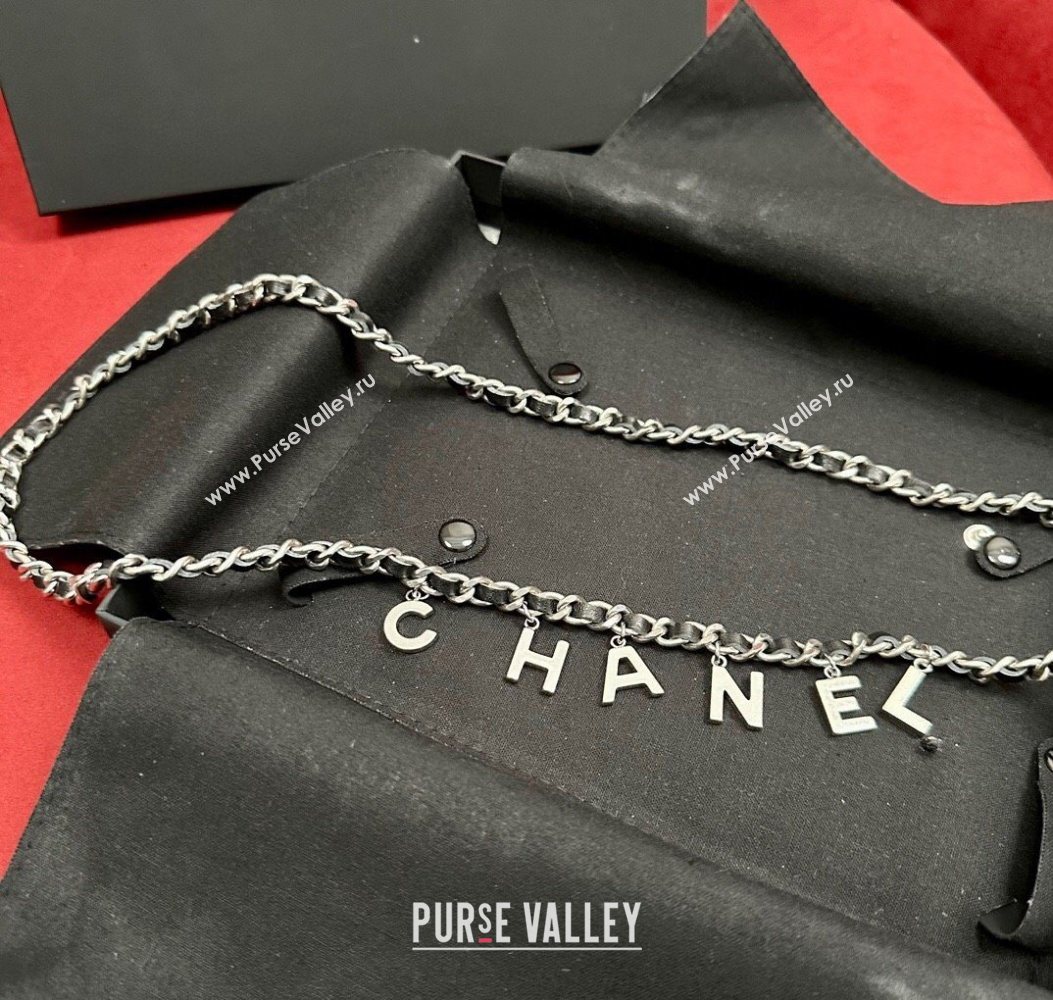 Chanel Chain Leather Belt with Letters Silver 2025 0724 (99-250724150)