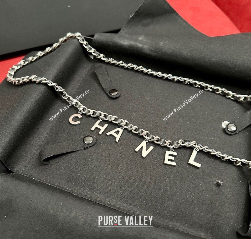 Chanel Chain Leather Belt with Letters Silver 2025 0724 (99-250724150)