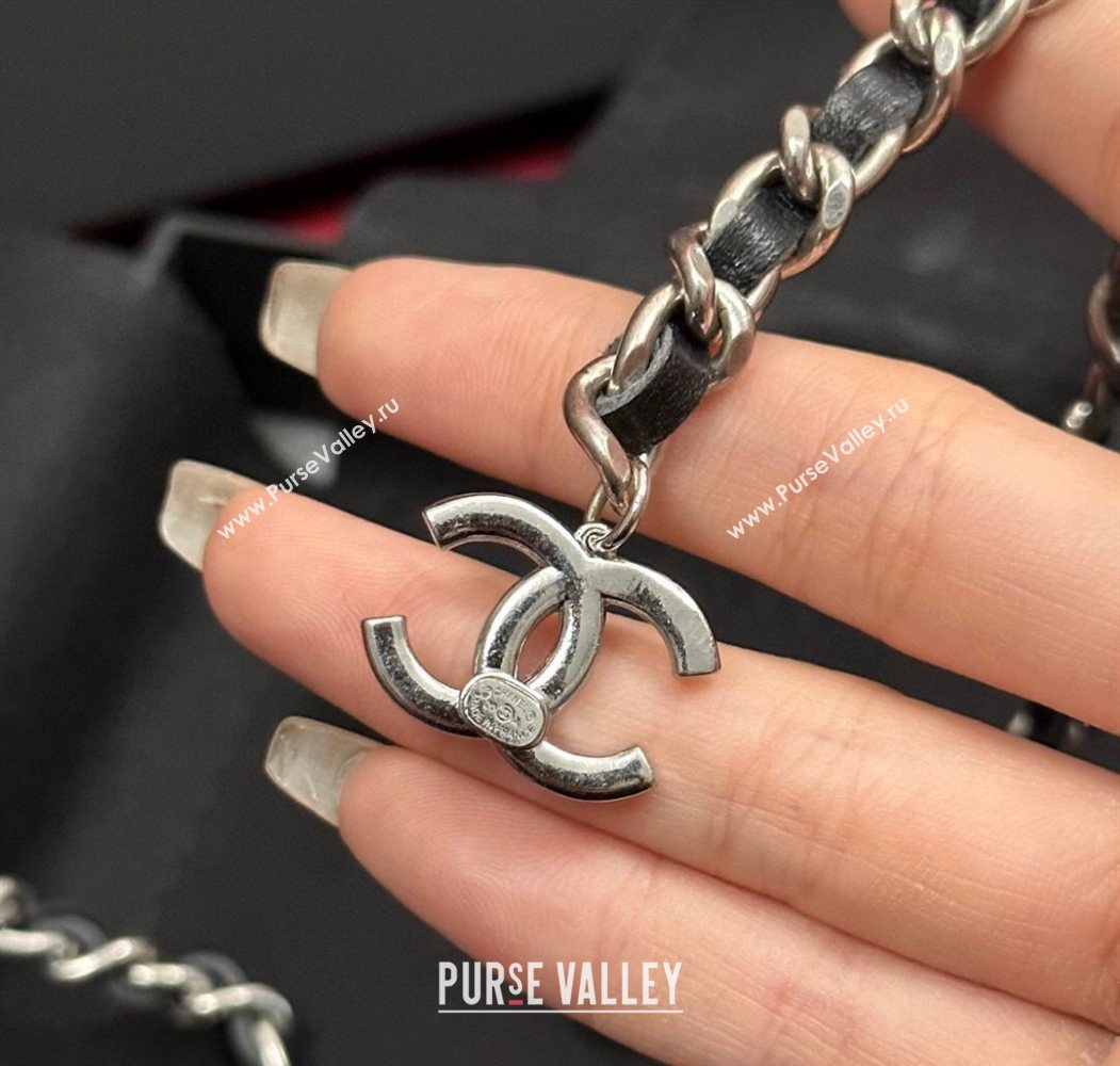 Chanel Chain Leather Belt with Letters Silver 2025 0724 (99-250724150)