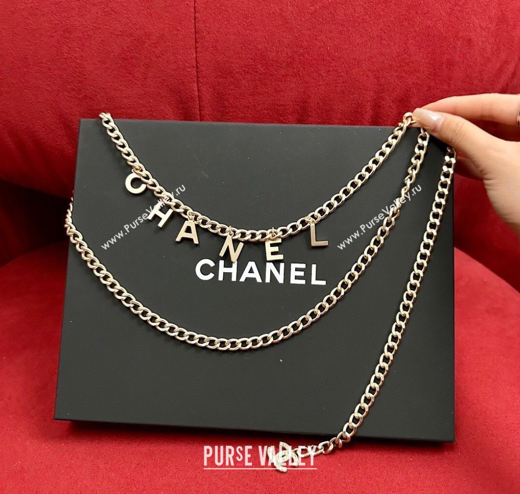 Chanel Chain Belt with CHANEL Letters Gold 2025 0724 (99-250724154)