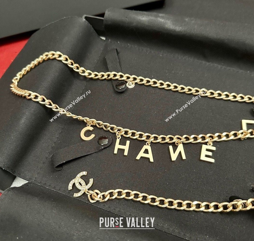 Chanel Chain Belt with CHANEL Letters Gold 2025 0724 (99-250724154)