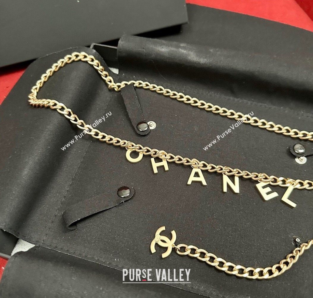 Chanel Chain Belt with CHANEL Letters Gold 2025 0724 (99-250724154)