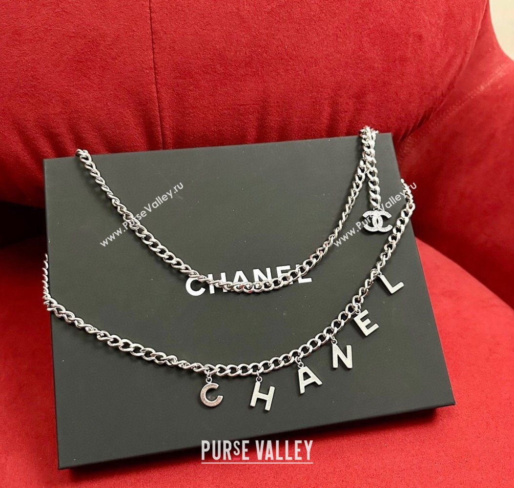 Chanel Chain Belt with CHANEL Letters Silver 2025 0724 (99-250724153)