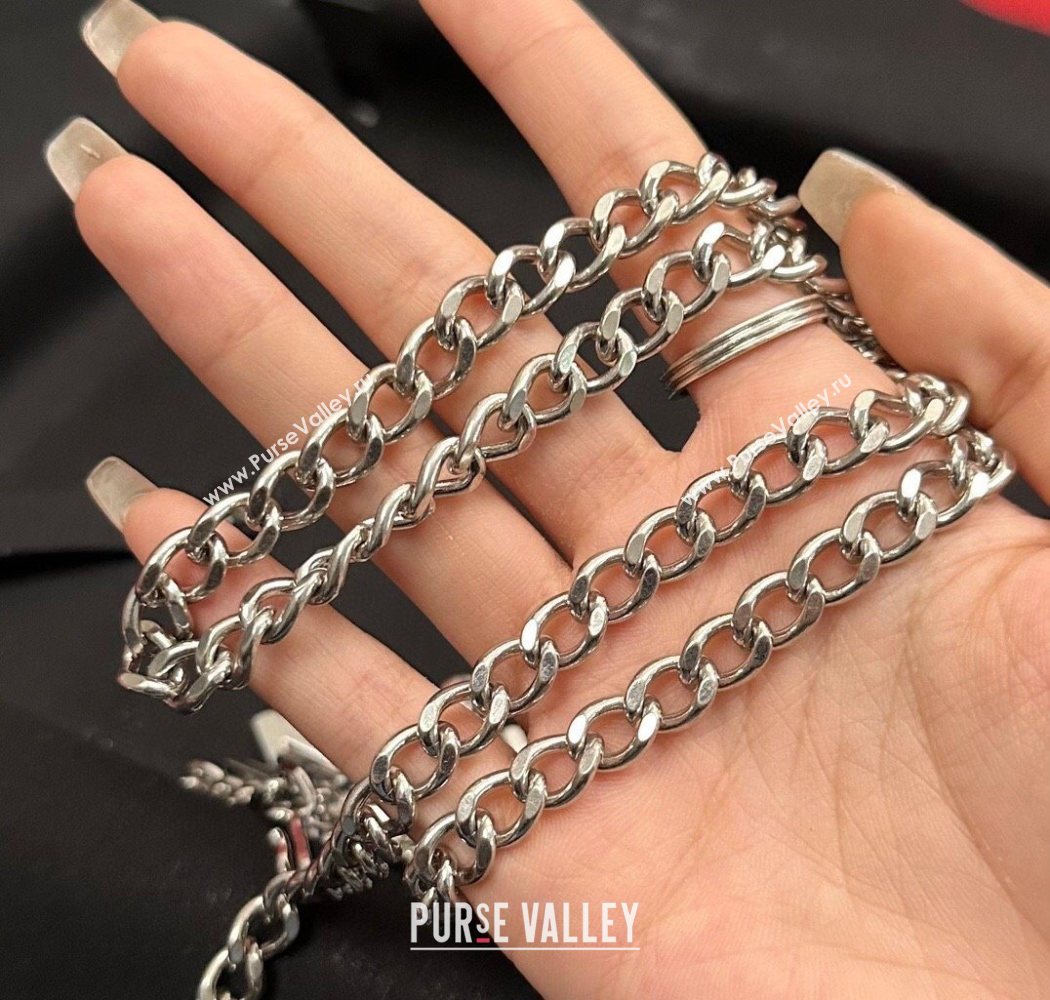 Chanel Chain Belt with CHANEL Letters Silver 2025 0724 (99-250724153)