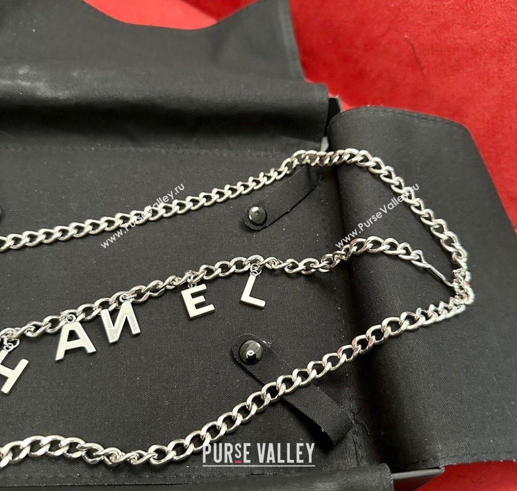 Chanel Chain Belt with CHANEL Letters Silver 2025 0724 (99-250724153)