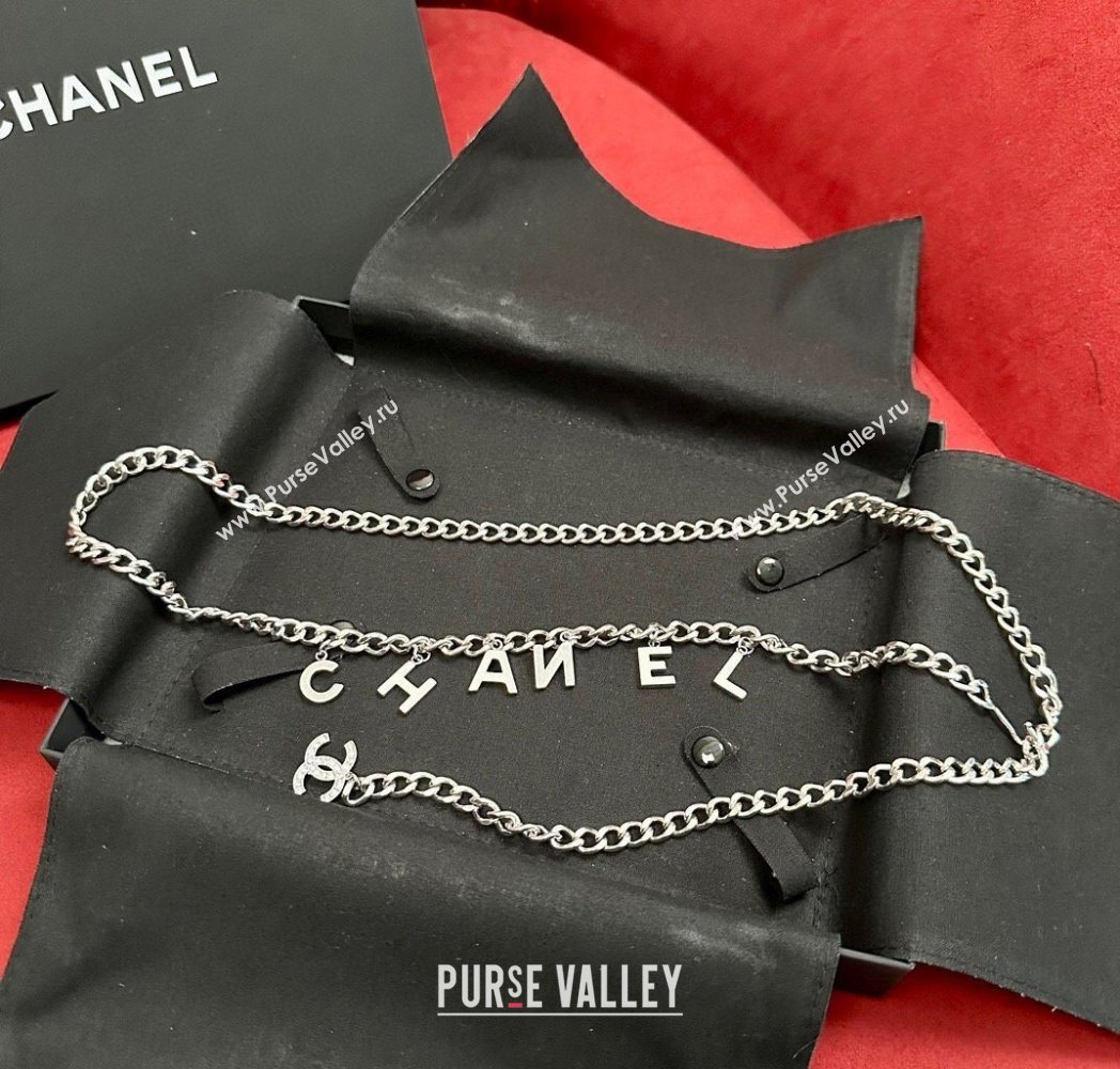 Chanel Chain Belt with CHANEL Letters Silver 2025 0724 (99-250724153)