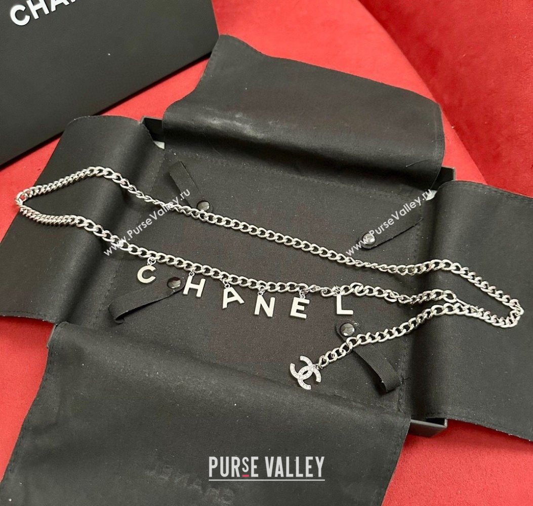 Chanel Chain Belt with CHANEL Letters Silver 2025 0724 (99-250724153)