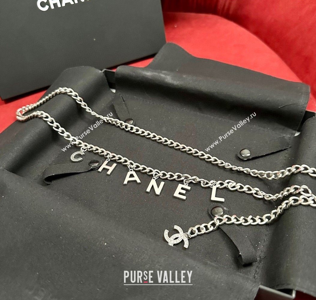 Chanel Chain Belt with CHANEL Letters Silver 2025 0724 (99-250724153)