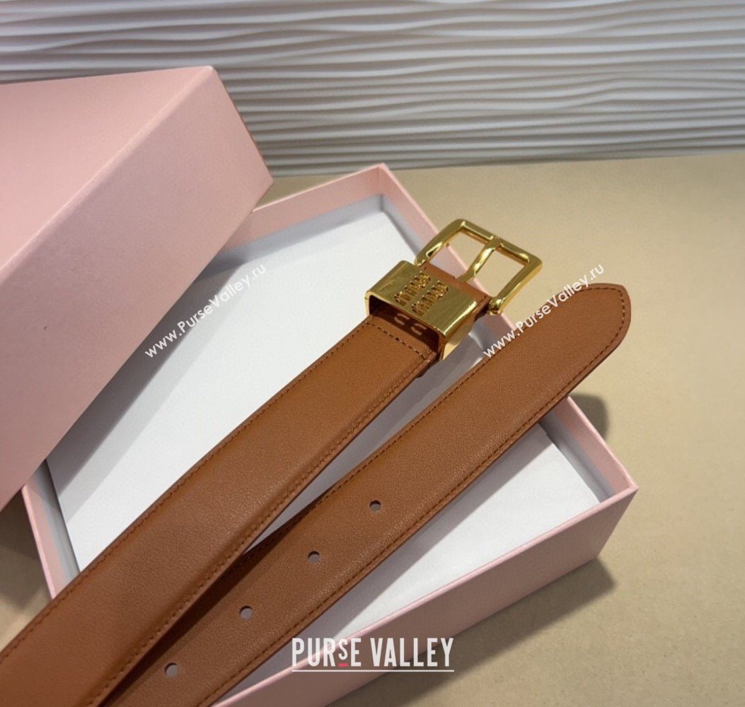 Miu Miu Leather Belt 3cm with Pin Buckle Brown 2025 MM20250725 (99-250725067)