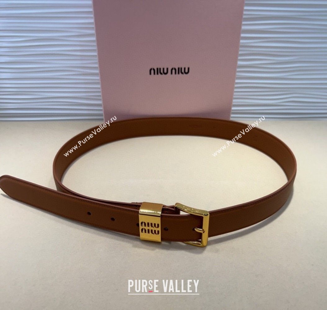 Miu Miu Leather Belt 3cm with Pin Buckle Brown 2025 MM20250725 (99-250725067)