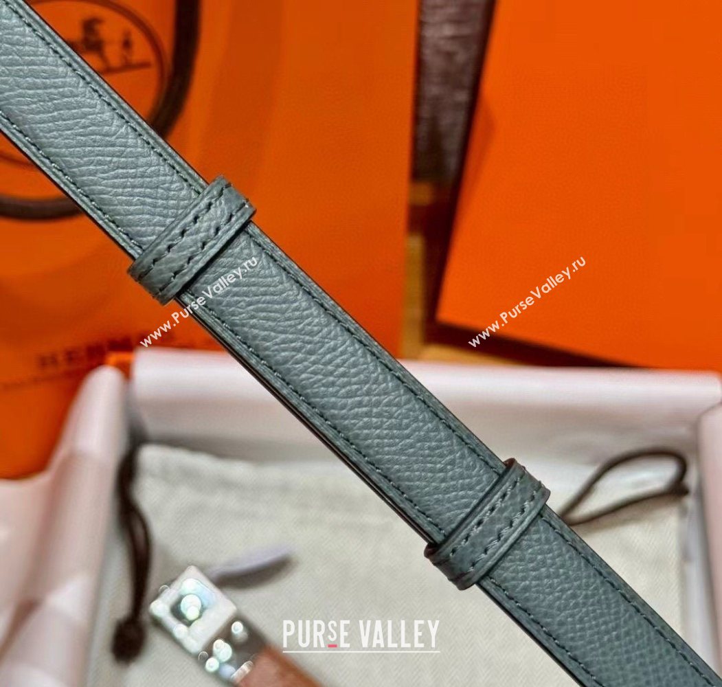 Hermes Womens Rivale Belt 1.8cm with Two Medor Studs and Ring Buckle Dark Grey/Silver 2025 (99-250725026)