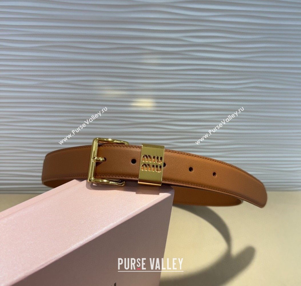 Miu Miu Leather Belt 3cm with Pin Buckle Brown 2025 MM20250725 (99-250725067)