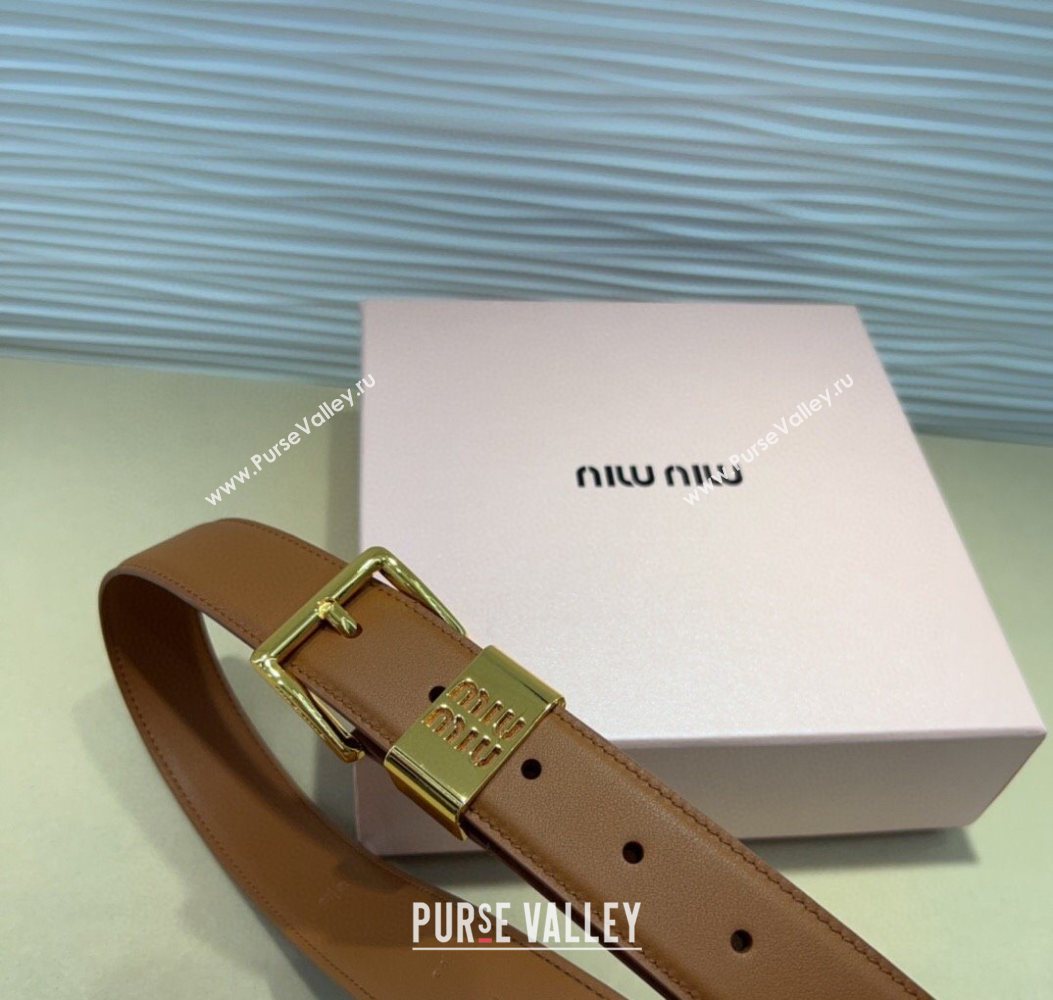 Miu Miu Leather Belt 3cm with Pin Buckle Brown 2025 MM20250725 (99-250725067)