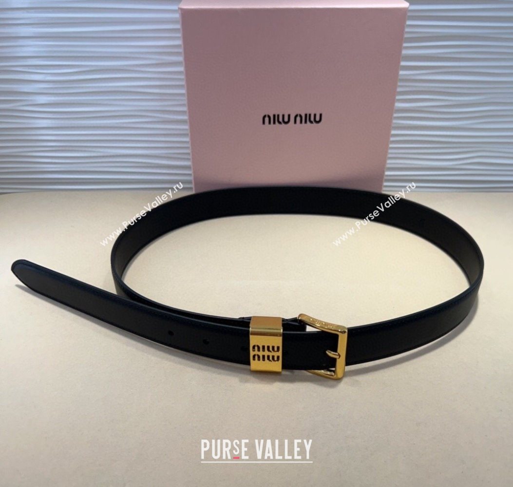 Miu Miu Leather Belt 3cm with Pin Buckle Black 2025 MM20250725 (99-250725066)