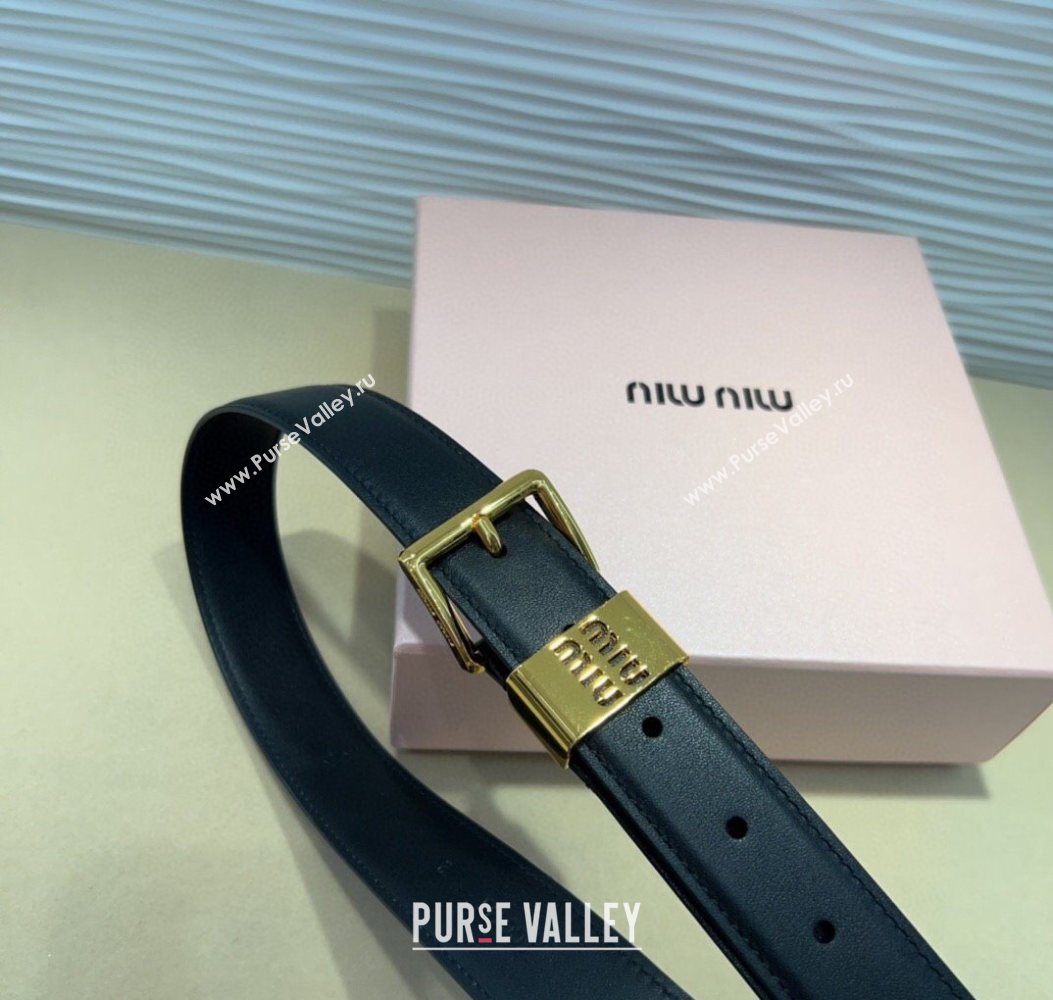 Miu Miu Leather Belt 3cm with Pin Buckle Black 2025 MM20250725 (99-250725066)