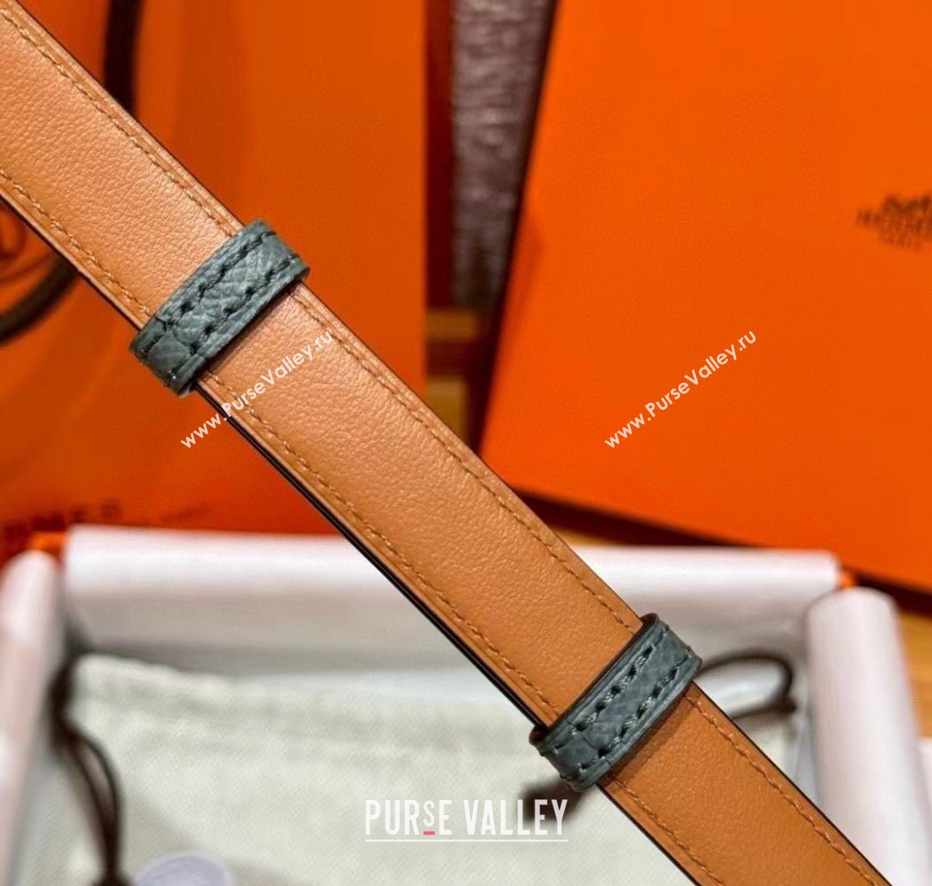 Hermes Womens Rivale Belt 1.8cm with Two Medor Studs and Ring Buckle Dark Grey/Silver 2025 (99-250725026)