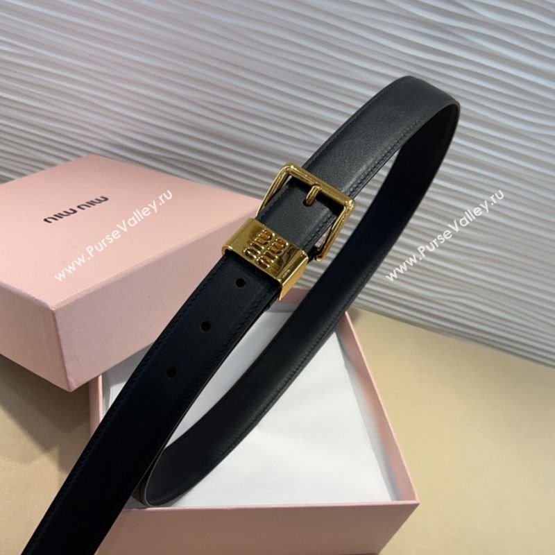 Miu Miu Leather Belt 3cm with Pin Buckle Black 2025 MM20250725 (99-250725066)