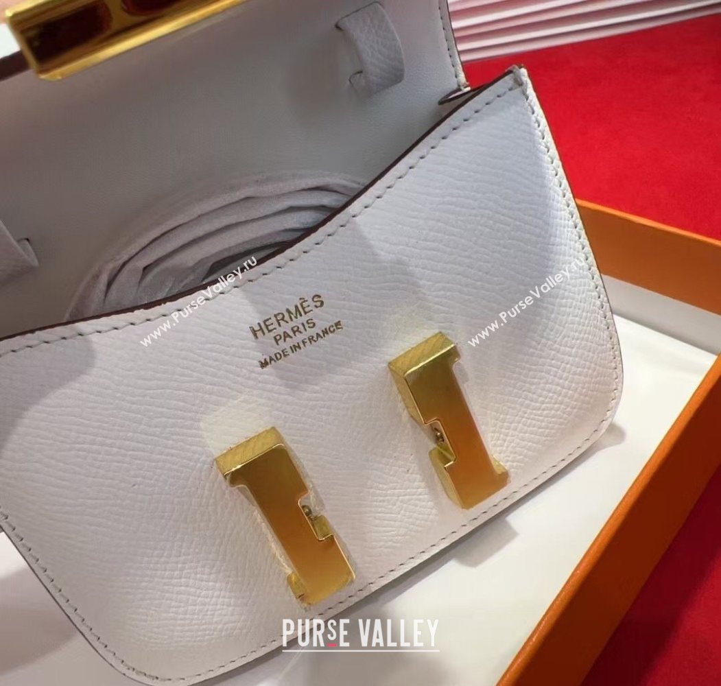 Hermes Constance Slim Pouch Belt 1.5cm in Grained Calfskin with dAncre Buckle White 2025 H072406 (99-250724145)