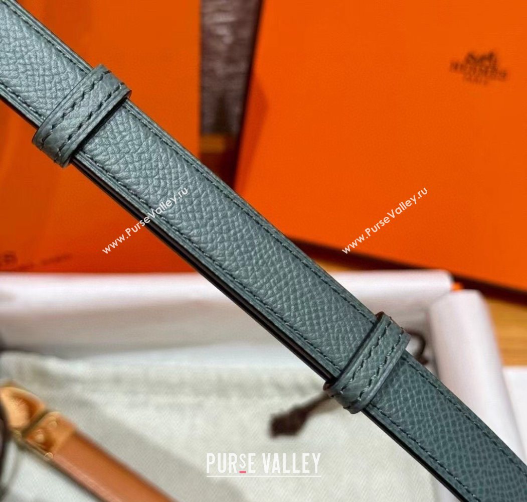 Hermes Womens Rivale Belt 1.8cm with Two Medor Studs and Ring Buckle Dark Grey/Gold 2025 (99-250725027)