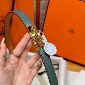 Hermes Womens Rivale Belt 1.8cm with Two Medor Studs and Ring Buckle Dark Grey/Gold 2025 (99-250725027)
