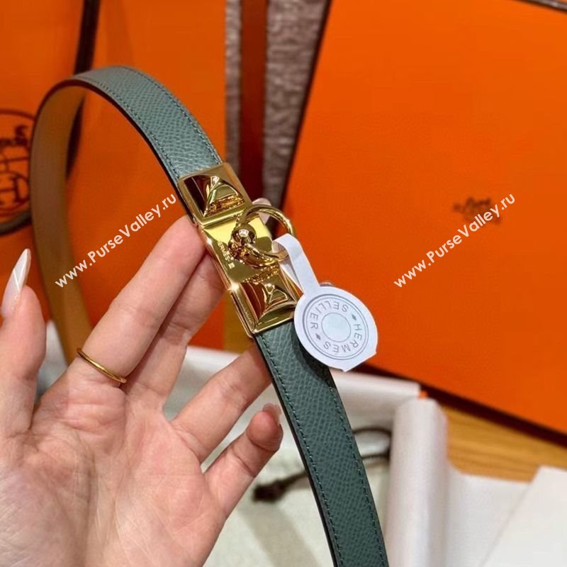 Hermes Womens Rivale Belt 1.8cm with Two Medor Studs and Ring Buckle Dark Grey/Gold 2025 (99-250725027)