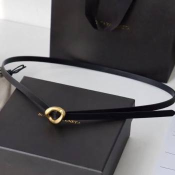 Bottega Veneta Calfskin Leather Belt 1cm with Knot Buckle Black 2025 0725 (99-250725069)
