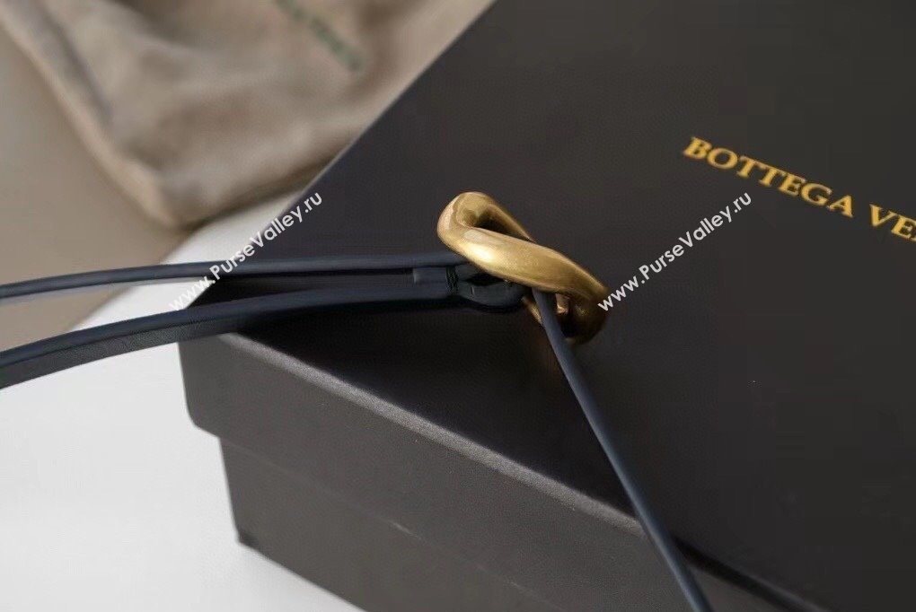 Bottega Veneta Calfskin Leather Belt 1cm with Knot Buckle Black 2025 0725 (99-250725069)