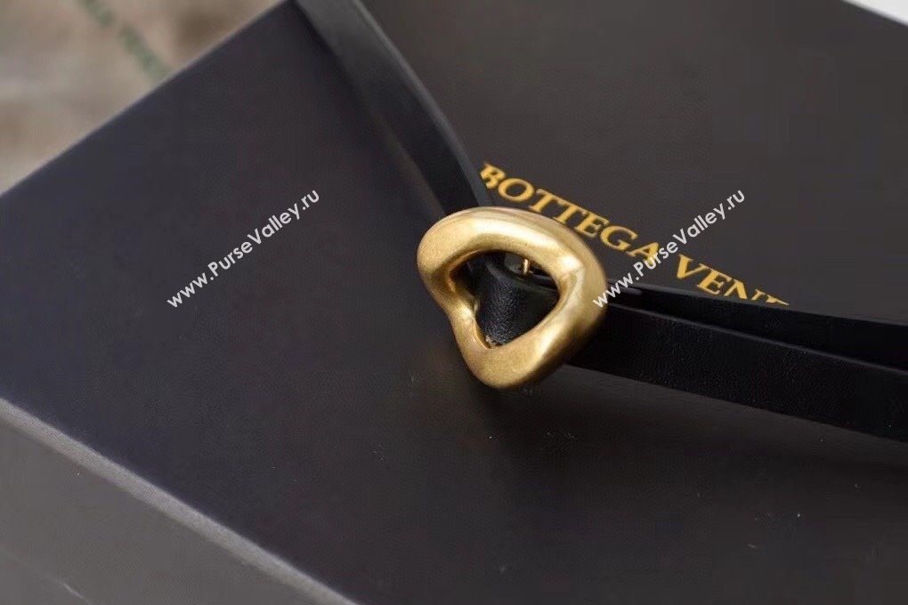 Bottega Veneta Calfskin Leather Belt 1cm with Knot Buckle Black 2025 0725 (99-250725069)